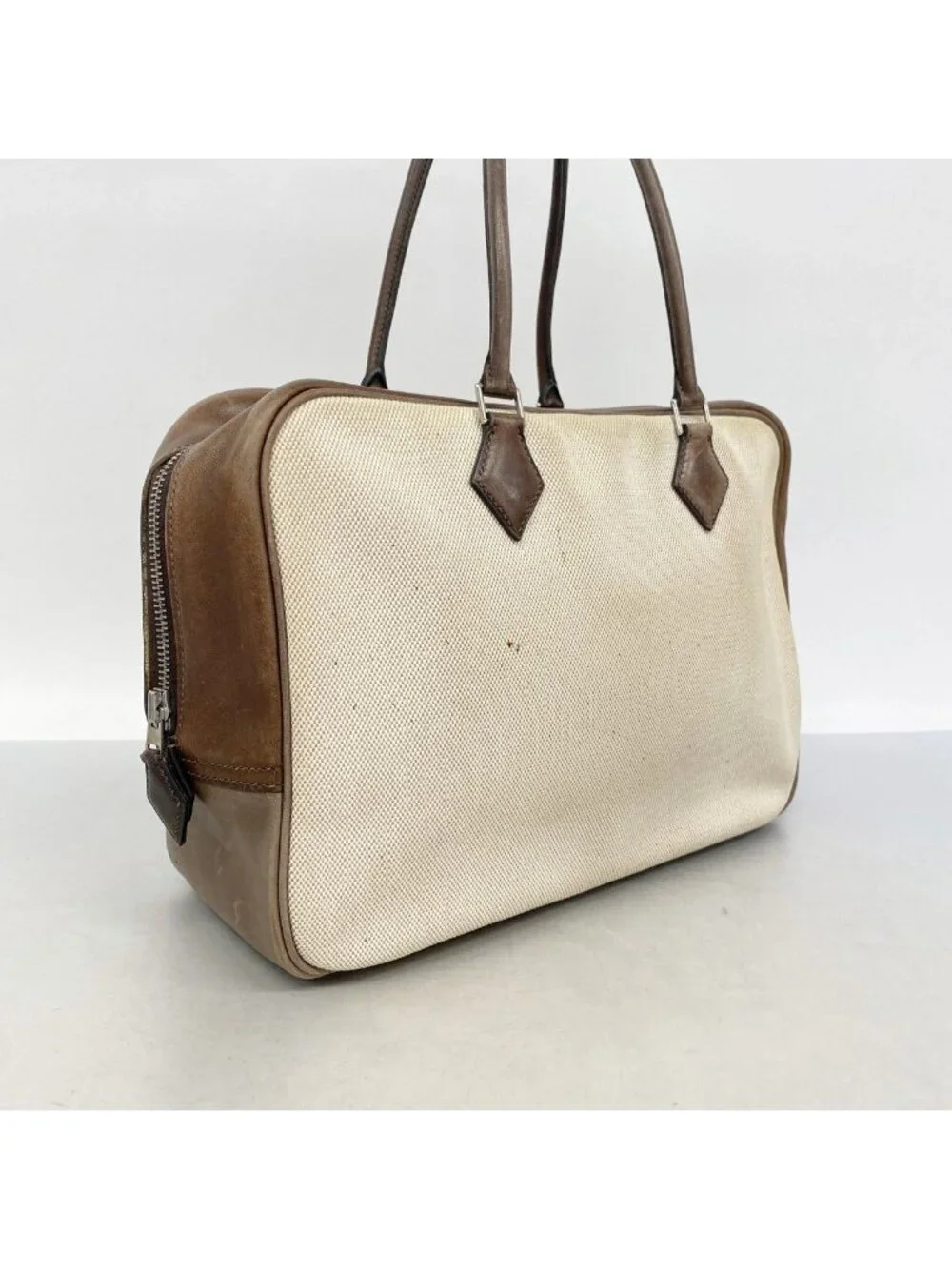 Hermes Tote Plume 32 Toile Ash Havana Silver